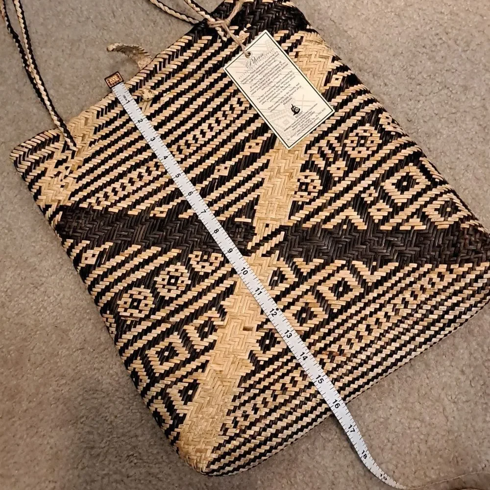 Tote Bag Rattan Purse Malaysian Women’s Woven Rattan Shoulder Bag Fiber Handmade